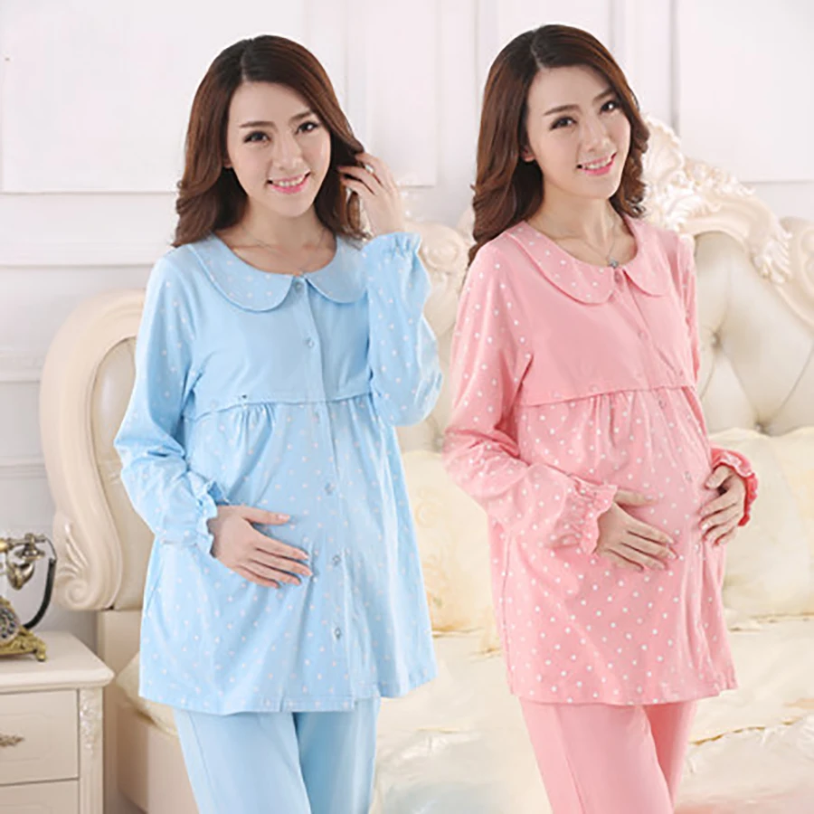 Korean Maternity Clothes Nursing Winter Top Pregnant Pajamas Long