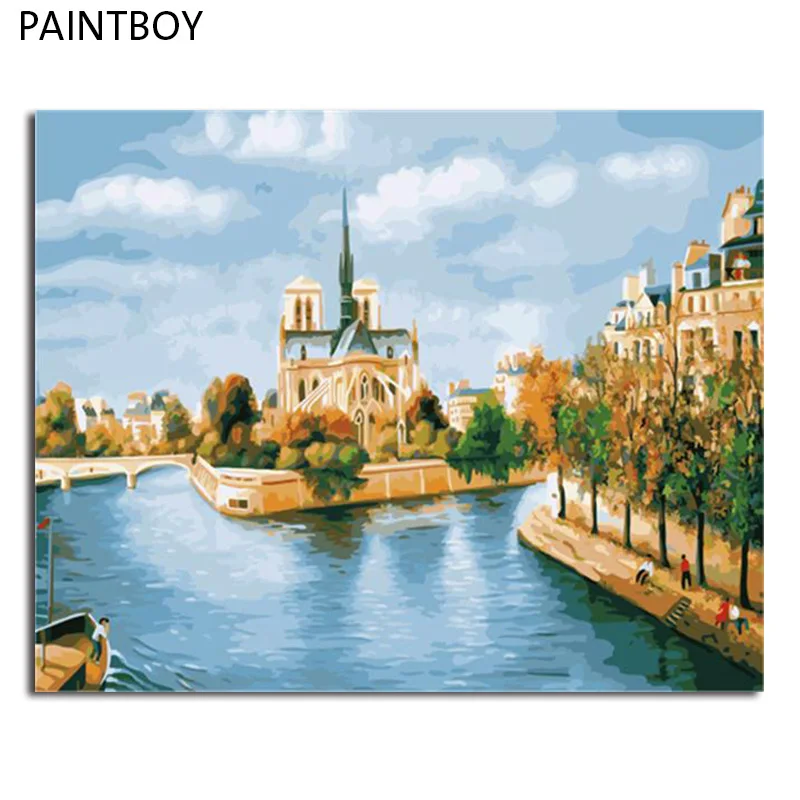 

PAINTBOY Landscape Framed Pictures Painting By Numbers Painting and Calligraphy DIY Coloring By Numbers on Canvas