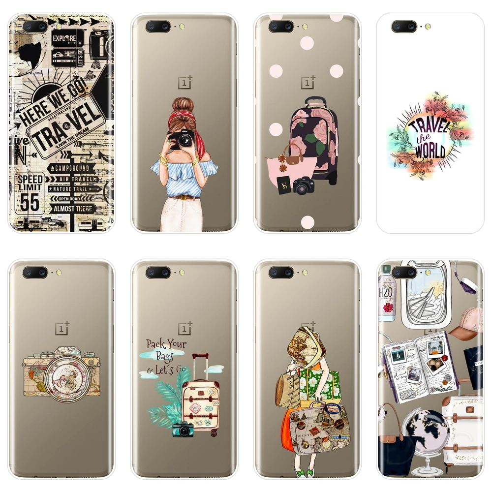 

Phone Case For OnePlus 6 6T 5 5T 3 3T Case Silicone Travel Girl Camera Cartoon Dot Soft Back Cover For One Plus 3 3T 5 5T 6 6T