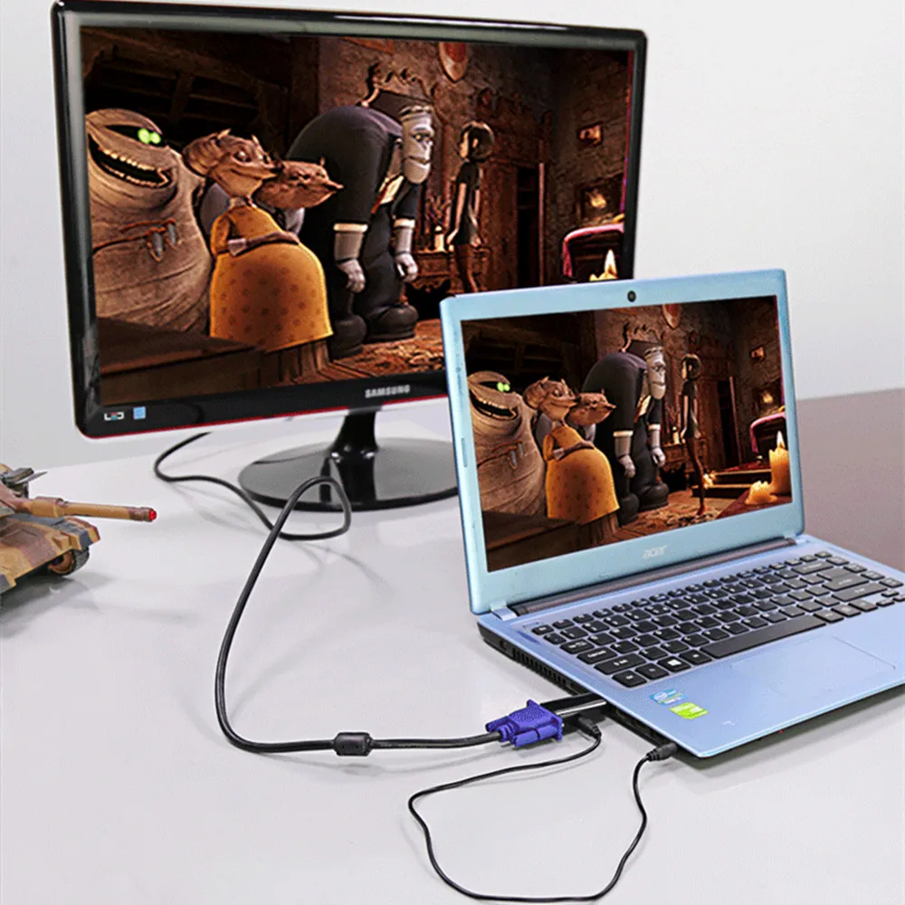 Переходник HDMI VGA Папа мама с аудиокабелем для проектора ПК ТВ приставки
