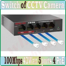 5 портов 4 PoE 43 W 100 Мбит/с переключатель данных Plug& Play, камера NVR сетевой коммутатор мини настольный коммутатор для интернет-сети камеры видеонаблюдения