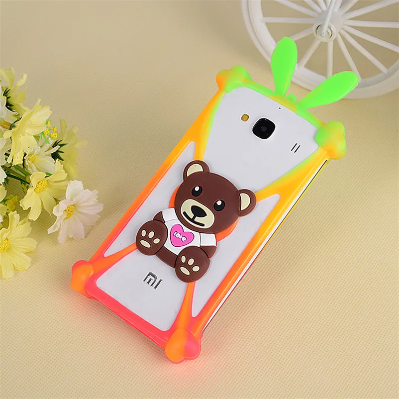 

4.5'' Animal Ears Luminous Universal Silicon Case Ring Frame Bumper Phone case For Fly NIMBUS 2 FS452 Cartoon Cover