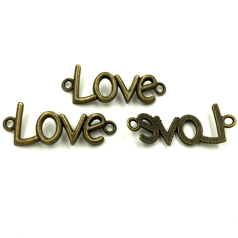 

30Pcs Bronze Tone Love Charms Connectors Connecteurs Jewelry Findings 40x16mm