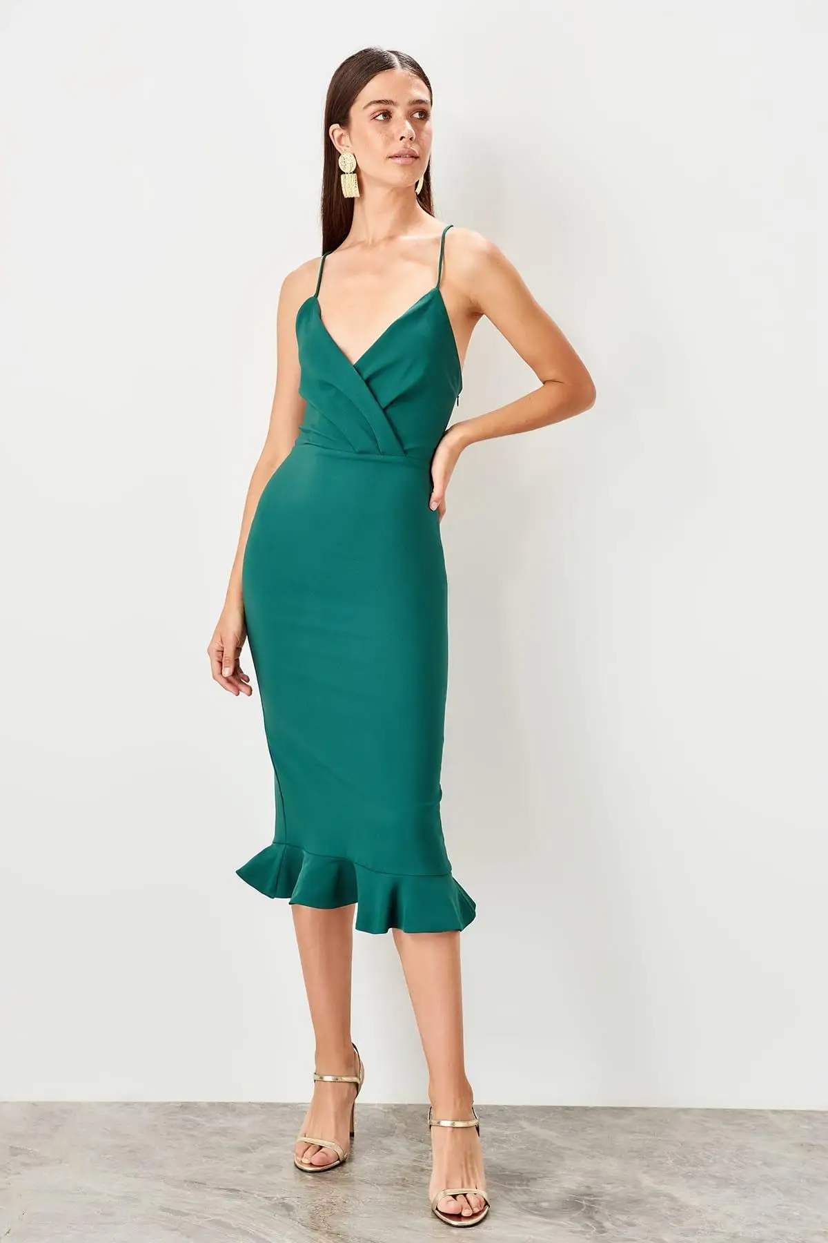 

Trendyol Oil Cross Halter Dress TPRSS19BB0043