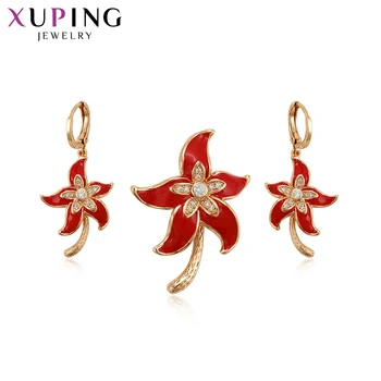 

Xuping Unique Simple Maple Leaf Design Gold Color Plated Fashion Jewelry Sets for Women Beautiful Gifts 65171