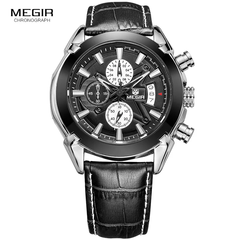 Мужские кварцевые часы с хронографом из натуральной кожи|leather brand|leather menleather genuine |