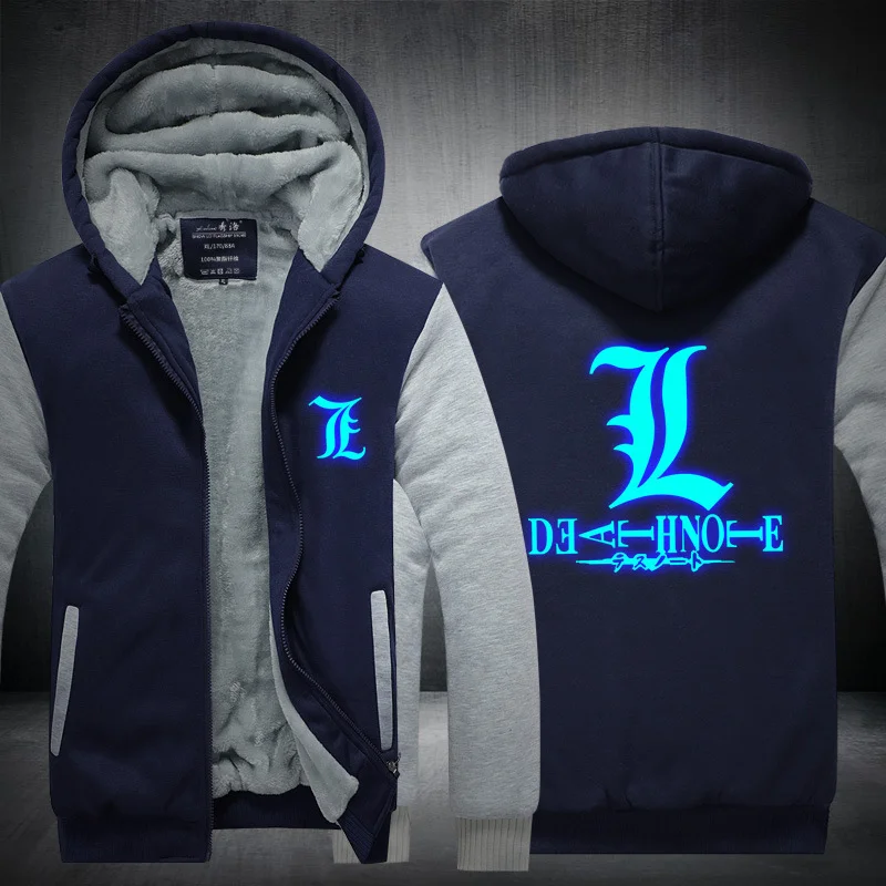 Fans Wear Unisex Winter Death Note:L Printed Hoodie with Pocket Double 11 At Night Casual Coat Cosplay Costume Hoodies
