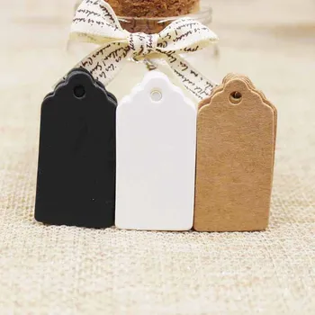 

300pcs Kraft /white/black Cardboard 2*4cm Blank scallop Gift Tag products hant tag For DIY Hang Labels Greeting Card Crafts