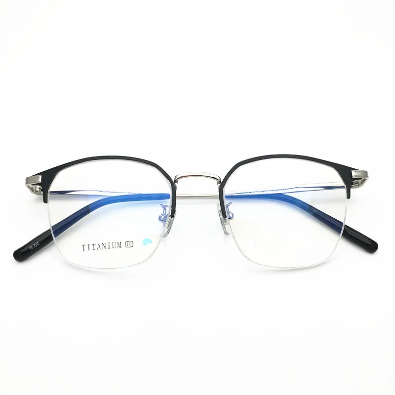 

2019 New Arrival Titanium Half Rimless Frame Ultralight Men Prescription Semi Eyeglasses Retro Optical Frame Eyewear 18098