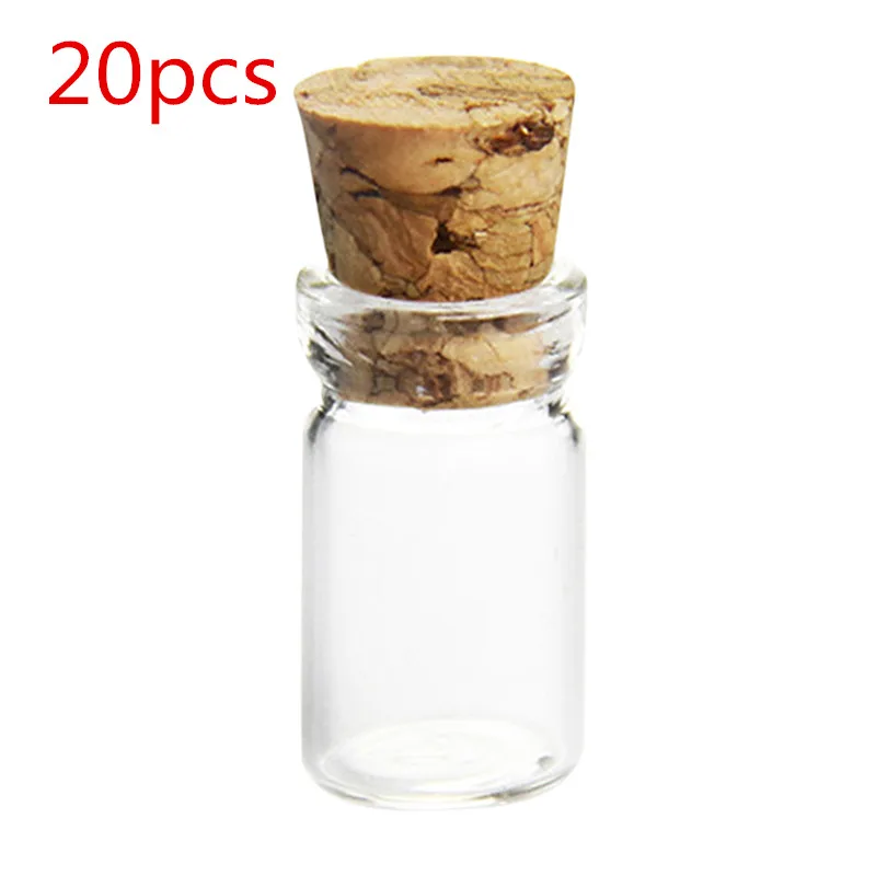 

20Pcs 2ml Clear Mini Glass Bottle Wishing Bottle Vials Sample Small Glass Decor Jars With Cork Stopper Clear Glass Jars And Lids