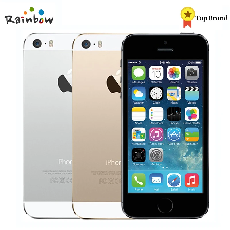Factory Unlocked Original Apple iPhone 5s with Fingerprint IOS OS 4.0 Inch Screen Mobile Phone Touch ID iCloud App Store free apple cell phones