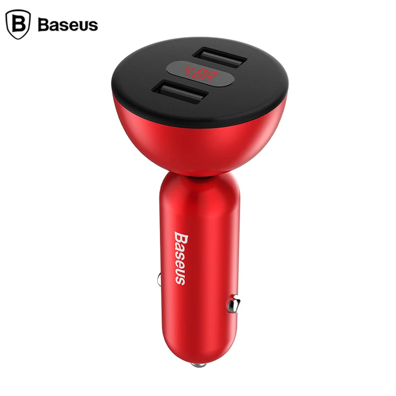 Baseus 4.8A المزدوج USB شاحن سيارة 360 دوران عرض LCD ل فون 7 6 سامسونج Xiaomi huawei سريع سيارة الهاتف المحمول شاحن