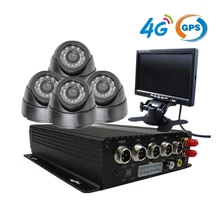 Free Shipping CCTV Security 4CH Car DVR Kit 4G GPS Mobile DVR Real-time Remote PC Phone Monitor + 4 x Incar Camera + Car Monitor