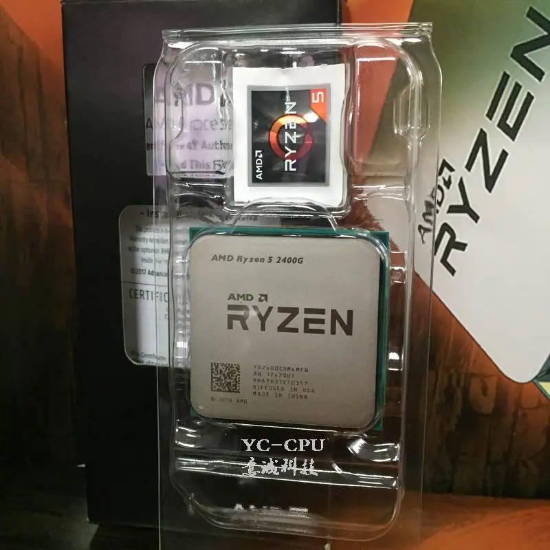 Процессор AMD Ryzen 5 2400G cpu с графикой Radeon RX Vega 11, 4 ядра, 8 потоков, разъем AM4, 3,6 ГГц, TDP 65 Вт, YD2400C5M4MFB