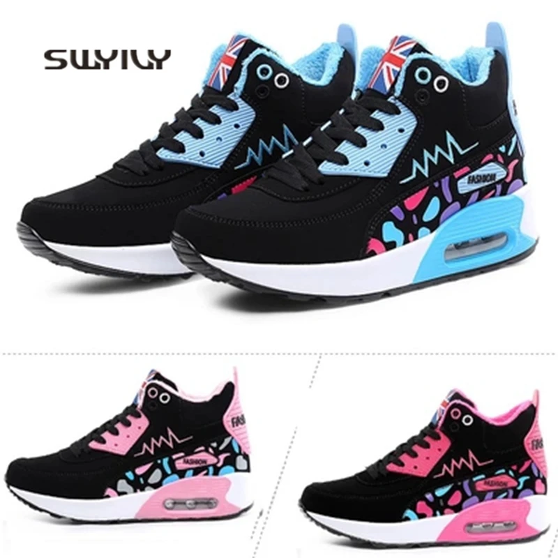 SWYIVY Women Winter Warm Shoes High-top Cushion Toning Shoes 2018 New Plus Velvet Women Short Boots Waterproof Sneakers Women