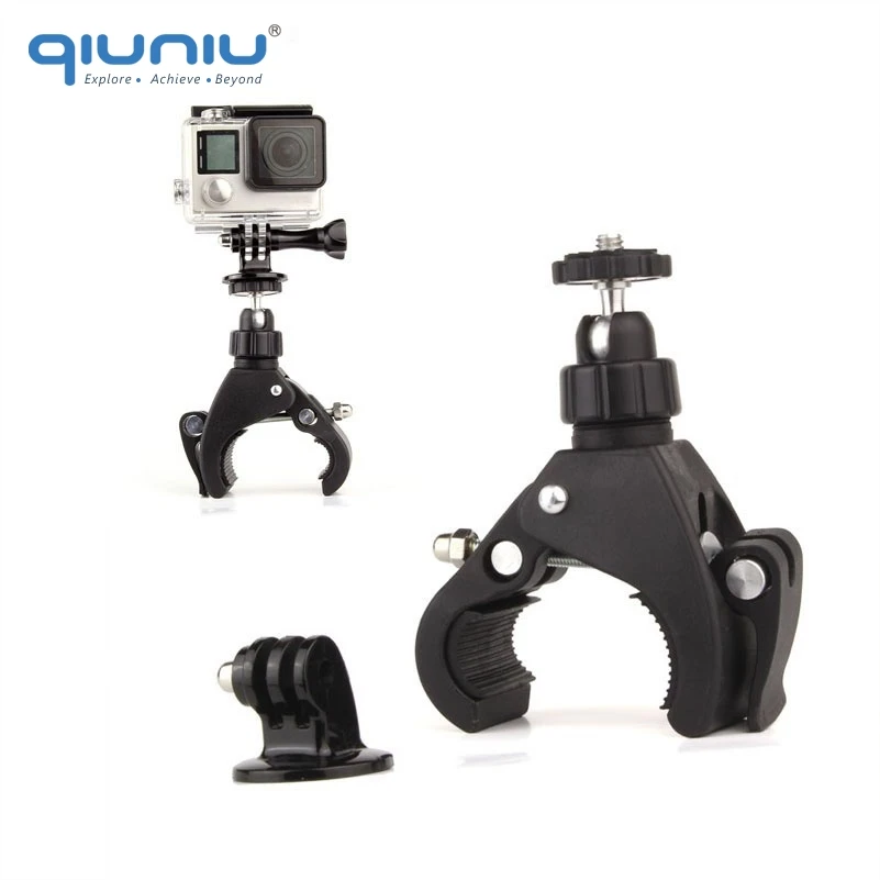 QIUNIU 360 Degree Swivel Bicycle Bike Motorcycle Handlebar Mount Holder + Adapter for GoPro Hero 3 3+ 4 5 6 Xiaomi Yi | Электроника
