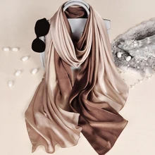 Дизайн люксовый бренд Твердый Шелковый летний шарф градиент Dip dye хиджаб для мусульманок шаль длинная мягкая обёрточная бумага