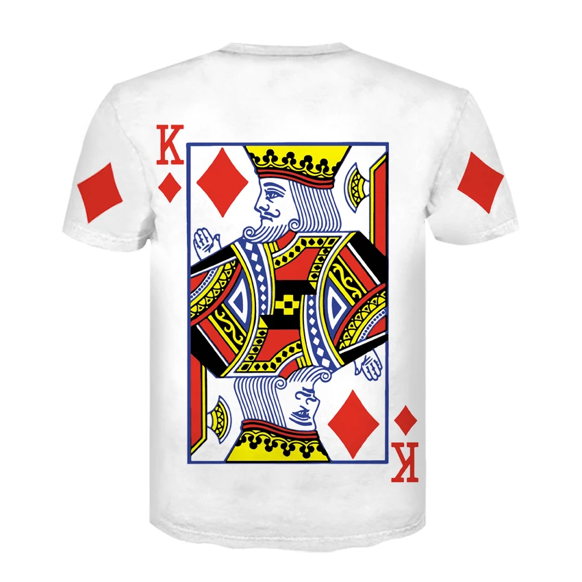 Летняя стильная футболка мужская хип-хоп/wo Мужская футболка с 3d принтом в виде игральных карт Одежда Harajuku Camisa Masculina Размер футболка для короля покера