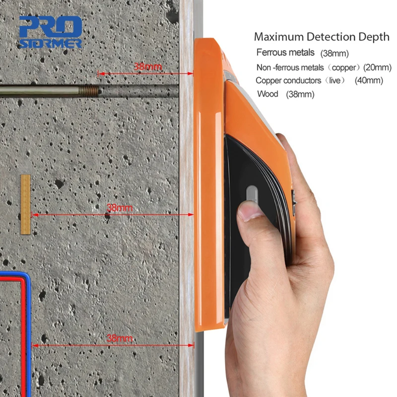PROSTORMER настенный детектор инородного объекта 3 в 1 металлодетектор портативный настенный искатель металл, дерево, штифты живого провода обнаружения сканер