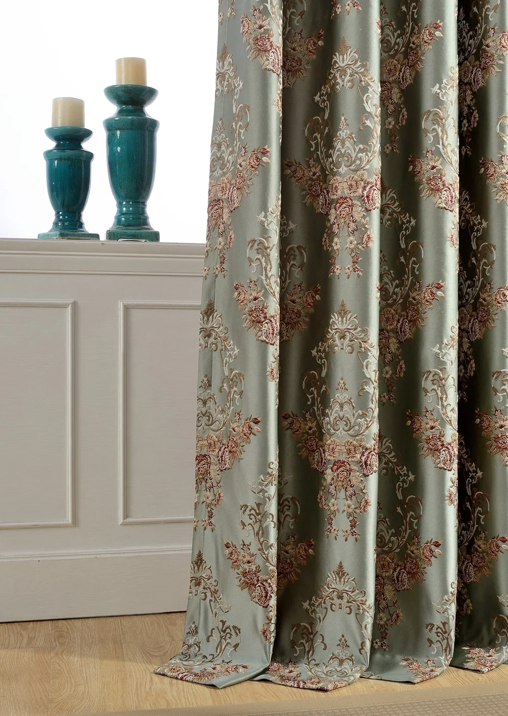 Europea Jacquard Cortinas de alta precisión Floral apagón francés ventana Cortinas para la sala cortina moderno dormitorio de lujo