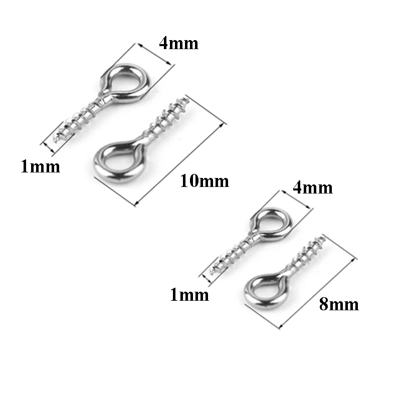 200 шт/партия штыри с резьбовым отверстием из нержавеющей стали, заостренные штифты для глаз овцы, застежки, крючки для просверленные бусины, DIY ювелирных изделий