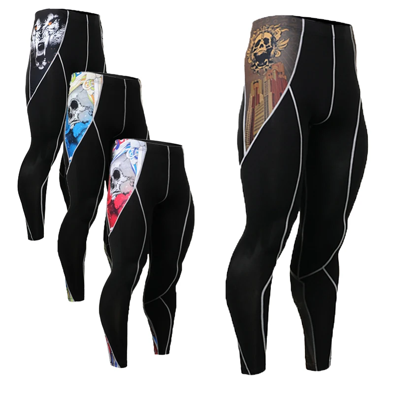 

2019 Mens Sports Pants Compression Tight Long Trousers Multi-functional 3D Prints Outdoor Running Elastic Quick Dry Bottom Wear
