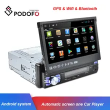Podofo 1Din Android 7.1 samochodowy odtwarzacz multimedialny GPS Wifi Radio samochodowe automatycznie chowana ekran Audio Stereo FM Bluetooth dla Universal