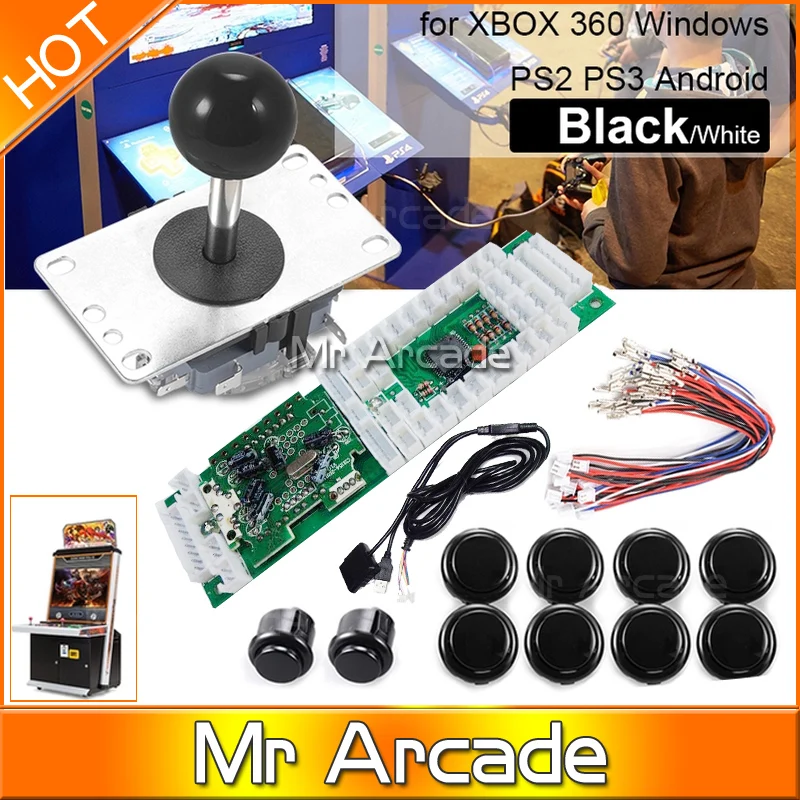 New Arcade USB Encoder Joystick for Android/Windows Fighting Games Black arcade joystick kits with USB Cable Wires