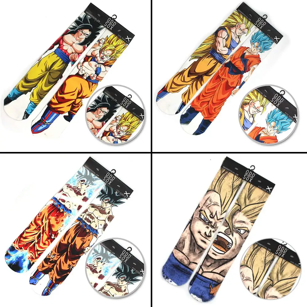 

POFUNUO 4x16"in Anime Dragon Ball Z Son Goku Vegeta Cotton Socks Colorful Stockings Tights Cosplay Props Costume Fashion Gifts