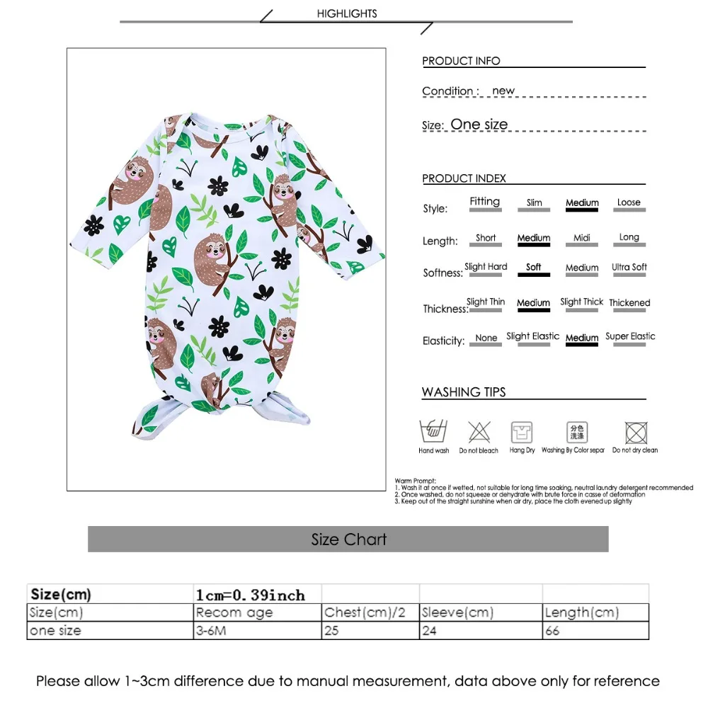 Puseky/милый спальный мешок для малышей с рисунком животных, Ленивца, дерева, длинный рукав, круглый вырез, длинный банный халат, ночная рубашка, комбинезон для сна с рукавами