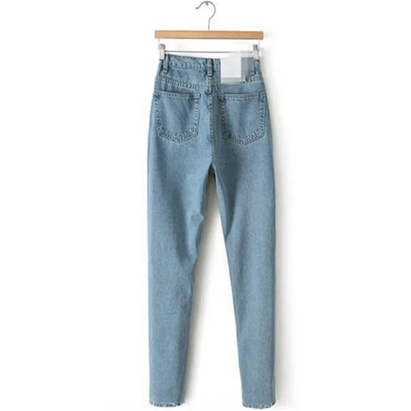 Mom Jeans Light Blue XS-3XL Plus Size Cargo Pants 2019 New Spring Korean Casual Straight Jeans Women Clothing Feminina JD10