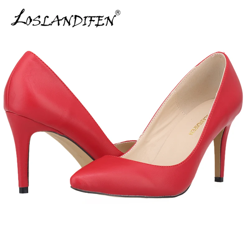 Plus Size 35-42 Women Pumps Pointed Toe Ladies Thin Heels Wedding Shoes Red Bottom High Heel Sole Nude Dress Pumps Women 952-1MA enmayda platform pumps ladies sexy high heels fashion red bottom women pumps pointed toe slingback thin heels women dress shoes