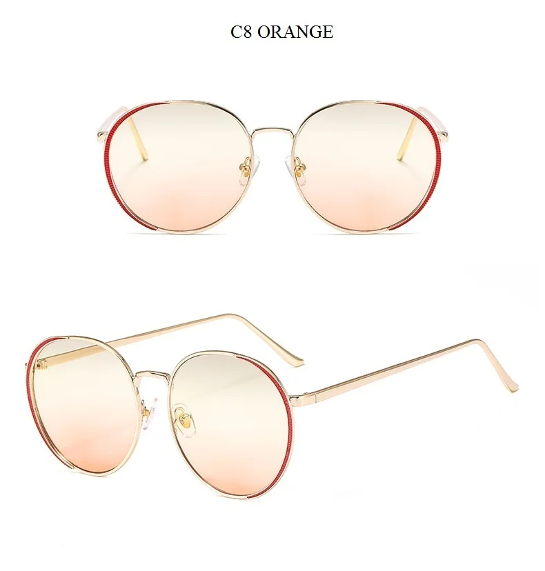 QPeClou, Ретро стиль, металлические круглые солнцезащитные очки, для женщин и мужчин, уникальная цепочка, фирменный дизайн, солнцезащитные очки, женские, цветные, Oculos De Sol Gafas