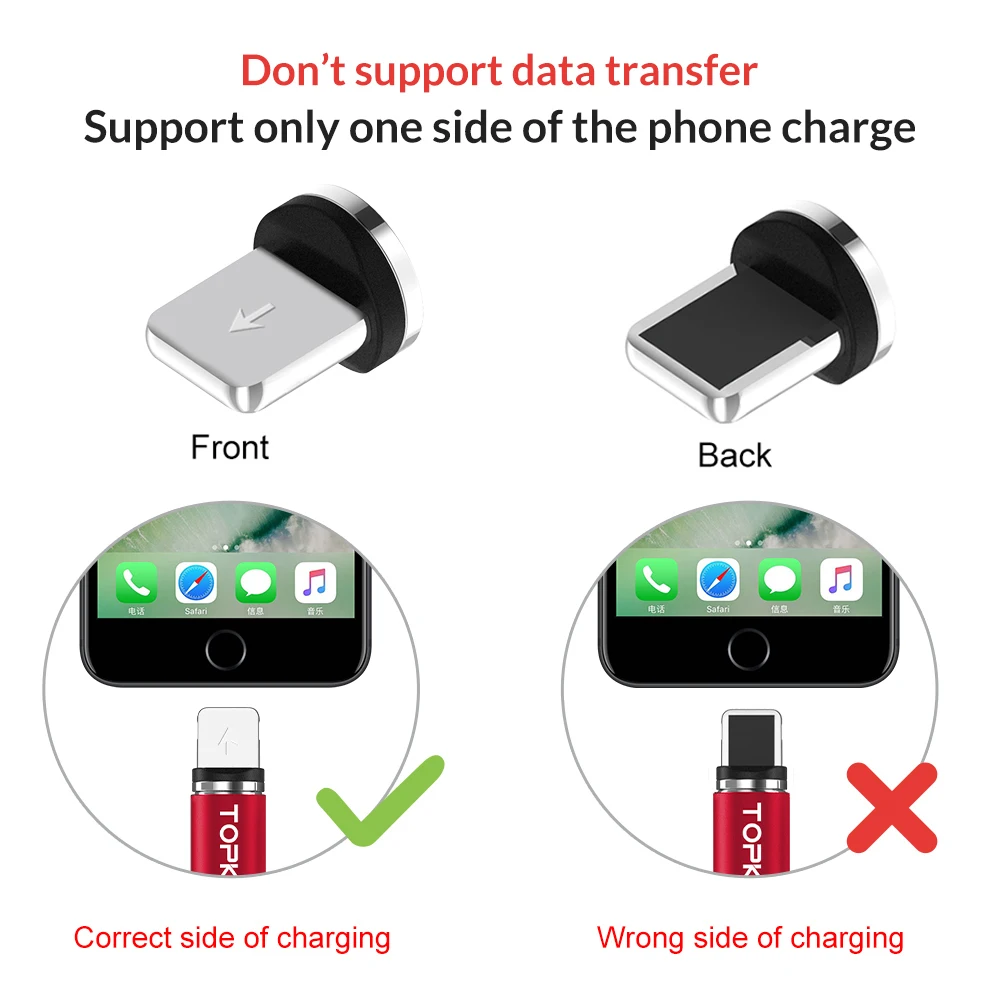 TOPK R Line3 светодиодный магнитный кабель usb type C и Micro USB Магнитный для зарядки iPhone X 8 7 6