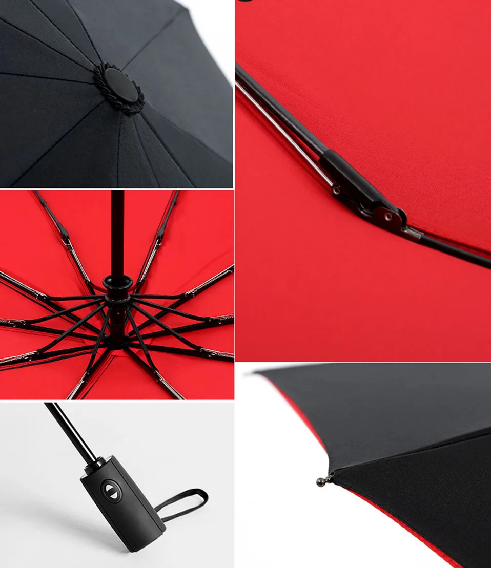 Full Automatic Oversize Reinforced Umbrella Three Folding Male Female Parasol Umbrella Rain Women Windproof Business Umbrella (17)