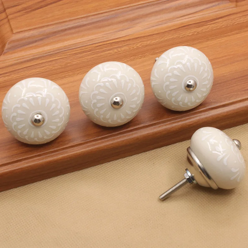 

4PCS Hot sale Round Ball Ceramic Cabinet Knob Cupboard Closet Dresser Drawer Handles Kitchen Ceramic Handle Pulls Dia 40mm