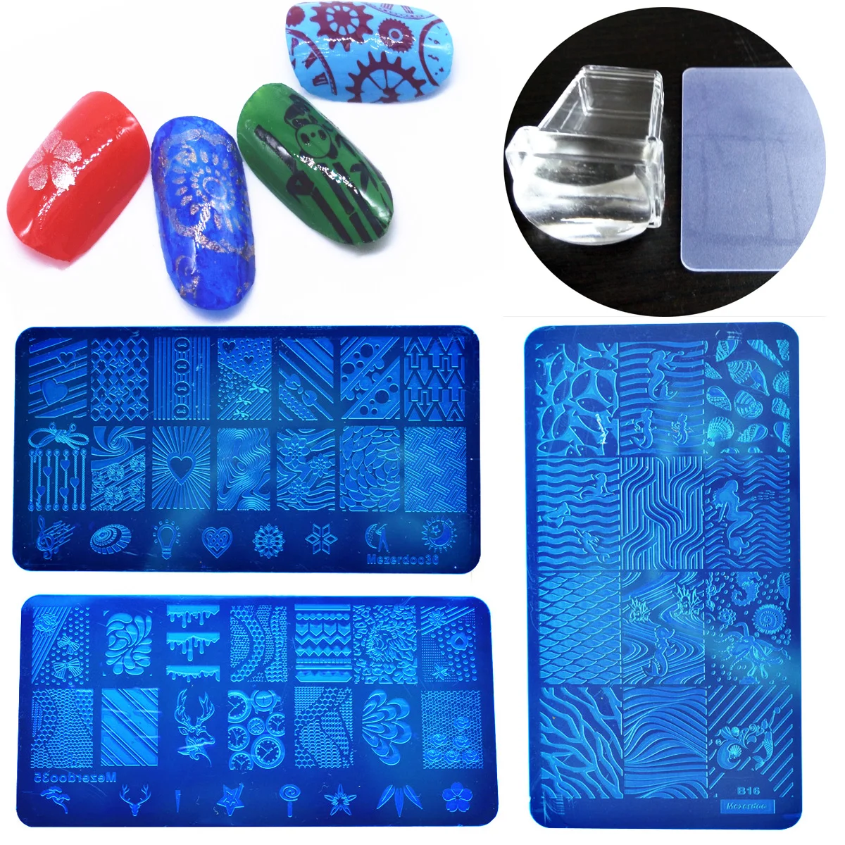 

Nail Stamper 3D DIY Nails Art Stamp Template Image Plates Stamping Plate Templates Polish Plates Strip Butterfly Stars Stencils