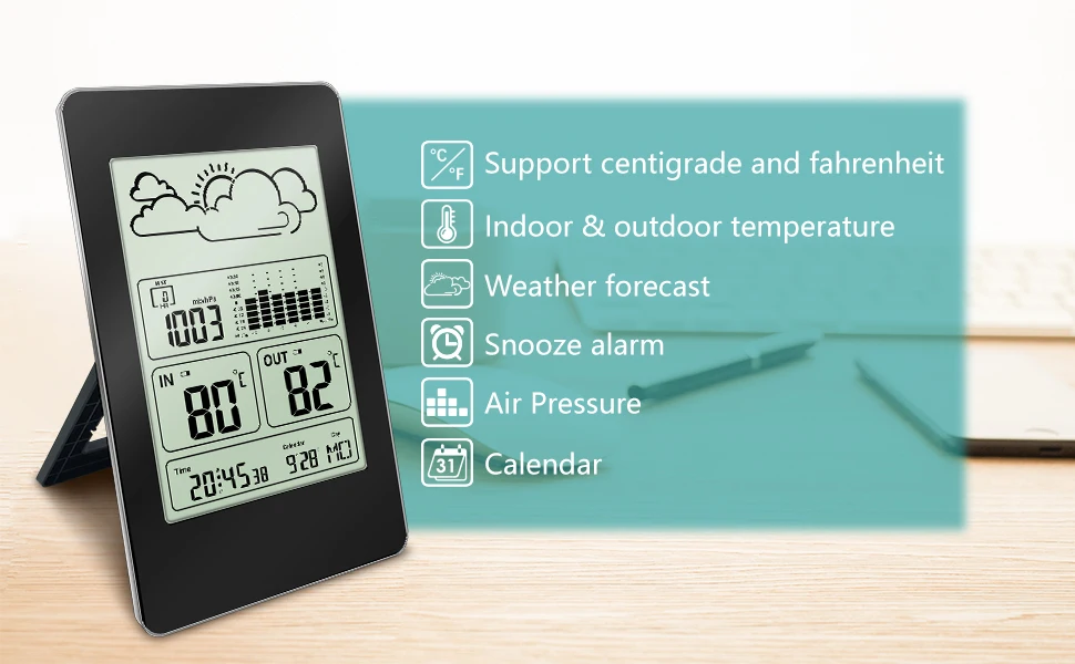 Многофункциональная погодная станция, Protmex PT3363 будильник с будильником, для дома и улицы Температура Прогноз погоды станция