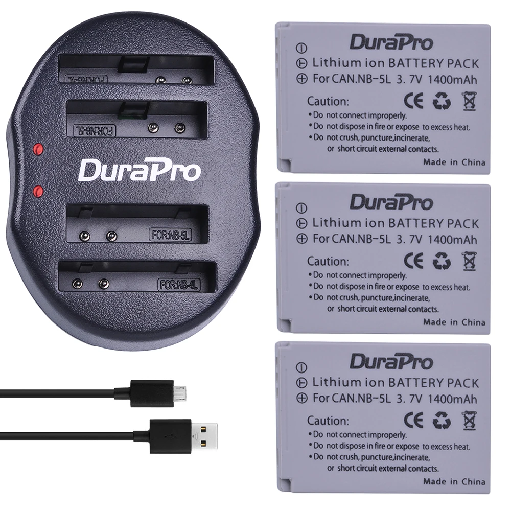 3pc DuraPro NB 5L NB 5L 5L Rechargeable Camera Li ion Battery + USB