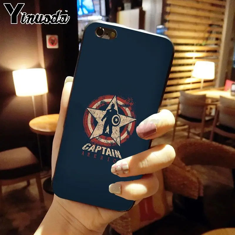Yinuoda Marvel Superhero DIY Окрашенные черные силиконовые аксессуары для телефонов Чехол
