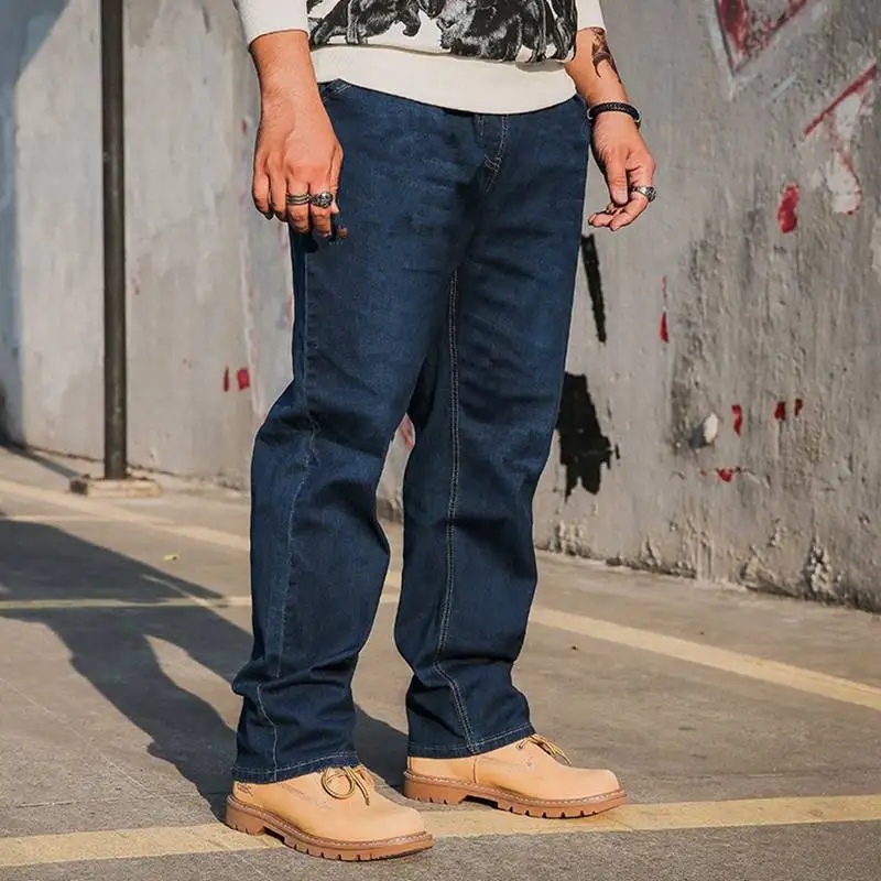 Мужские джинсы большого размера 10XL 12XL, брюки, Стрейчевые деловые офисные штаны с высокой талией, эластичные прямые 8XL джинсы на осень и зиму - Цвет: picture color