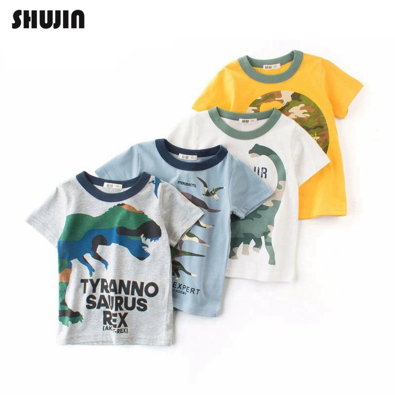 

Shujin Children Summer Clothing Baby Boy T Shirt Cotton Dinosaur Short Sleeve T-shirt Kid Boy Casual Sport T-shirt 2-10Y Shirt