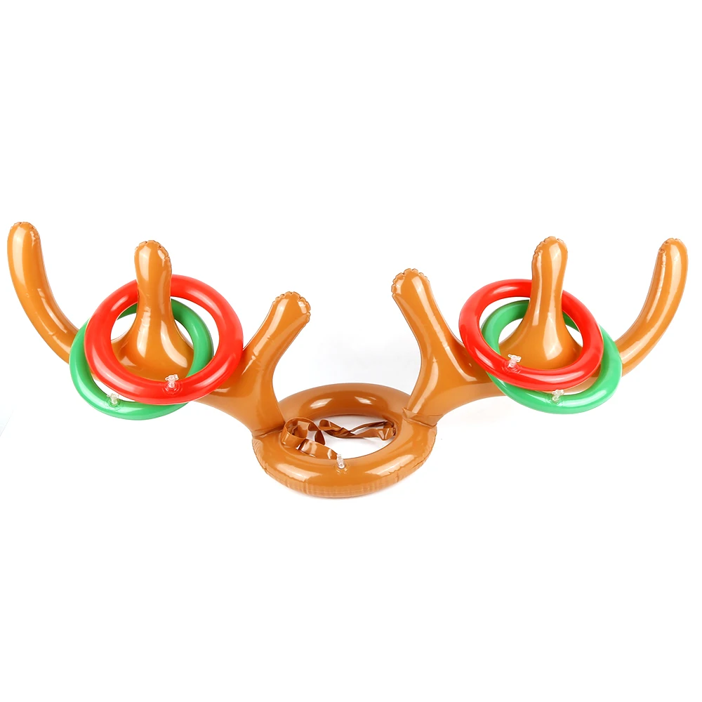 Надувной Санта Забавный олень рога кольцо для шляпы Toss Рождество Праздник Вечеринка игры поставки игрушки Дети Забавный подарок для детей