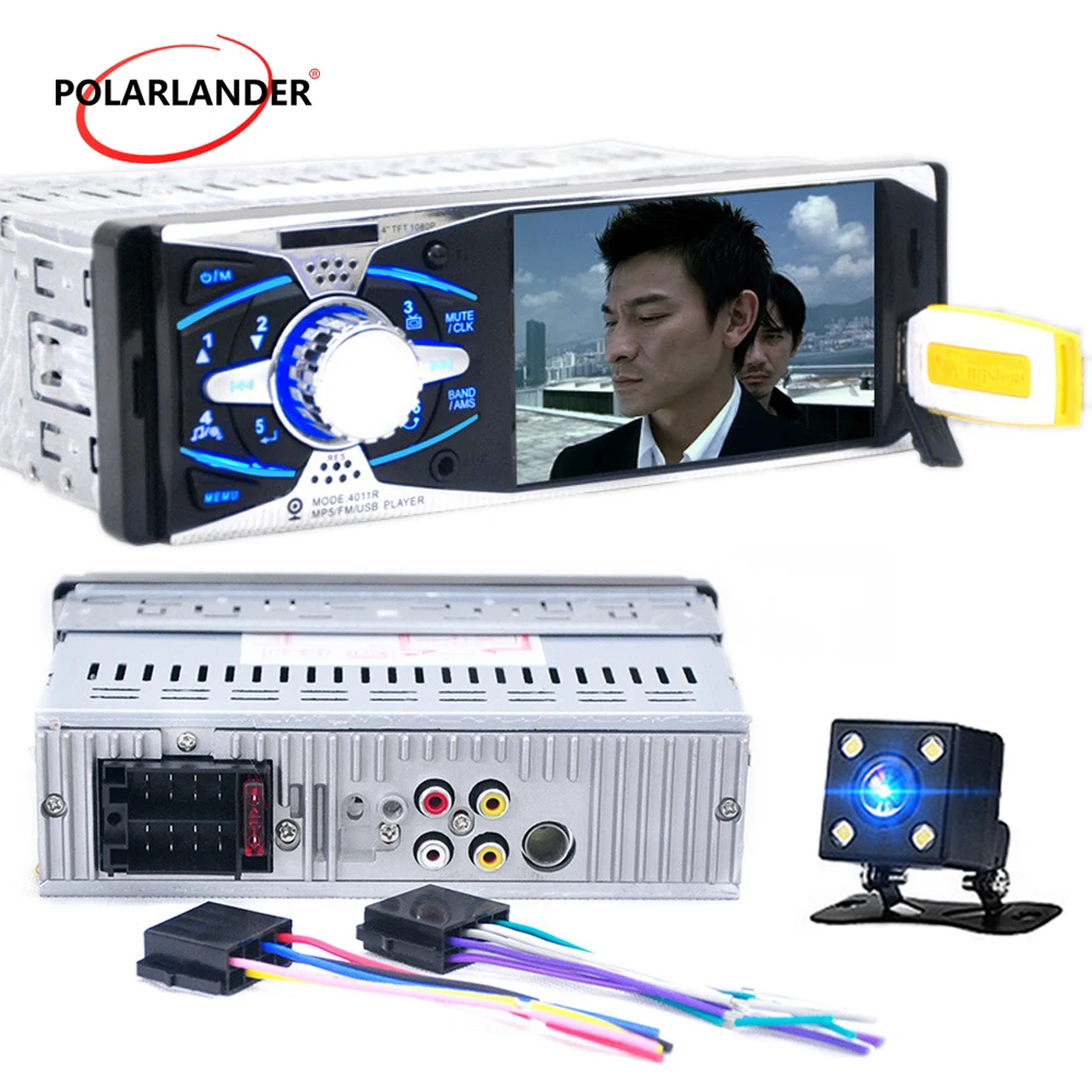 Стерео камера USB SD AUX MP3/MP5/FM 4 1 &quotTFT 12V заднего вида 1Din автомобильное радио головное