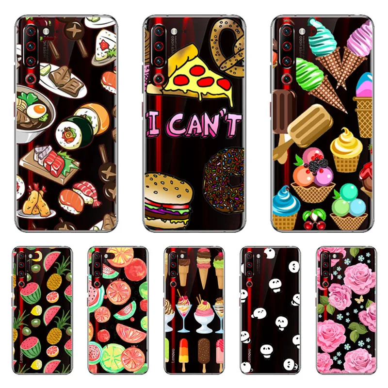 Lenovo Z6 Pro Case Silicon Black Painting flower Soft TPU Back Cover for protect Phone cases shell |