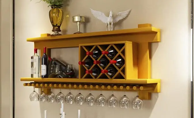 Solid wood wine rack, hanging red wine sitting room. The shelf.