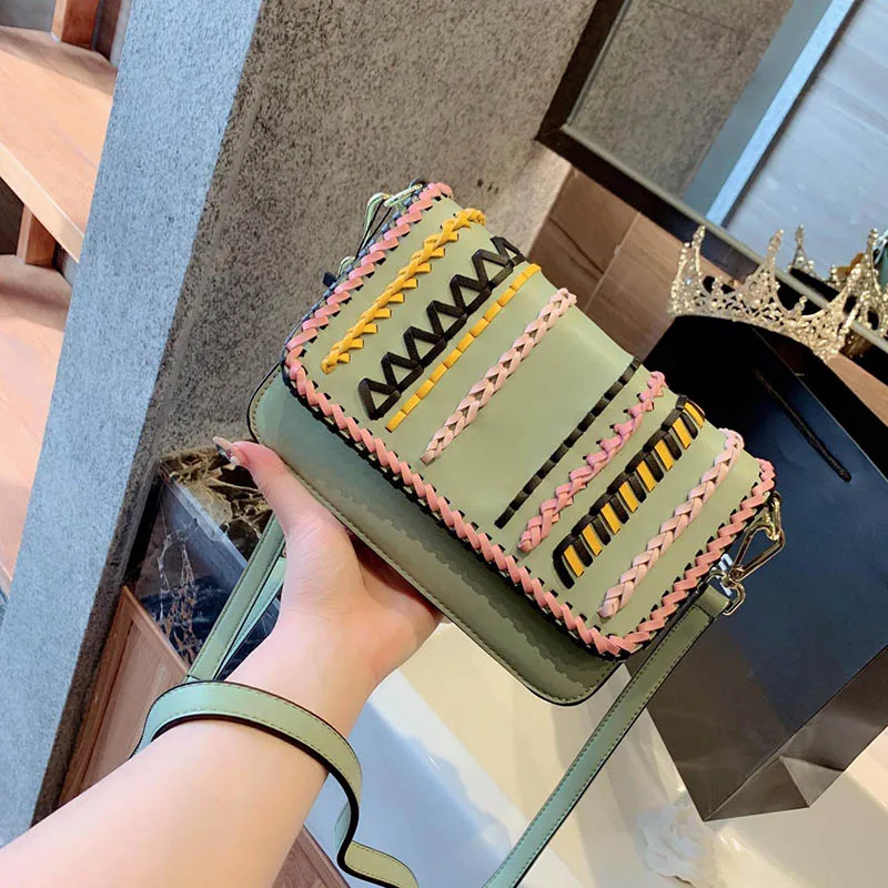 Famous design luxury brand LOGO Genuine Leather Women woven Shoulder Bag Mini Flap Handbag Hand Bag Ladies Bag with box