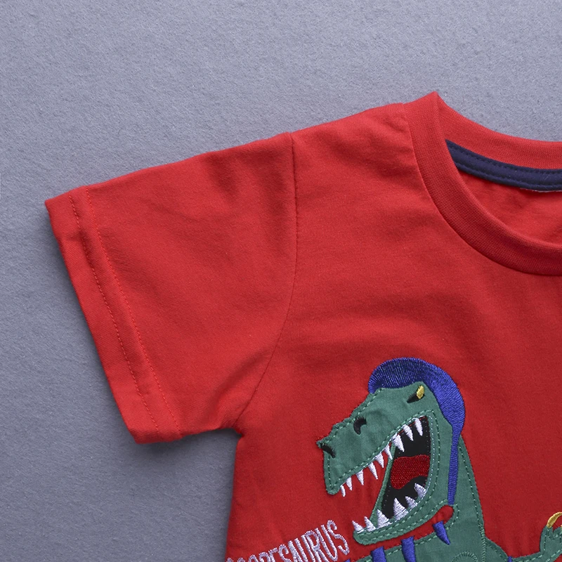 Мультфильм динозавра футболка мальчиков 2018 летние Детская одежда для малышей хлопковые топы для маленьких мальчиков Bobo Bebe футболка MBT058