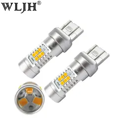 Wljh 2x T20 W21W LED W21/5 Вт LED 7440 7443 Авто Включите Сигнальные лампы Парковочные тормоза задние фонари Лампы для мотоциклов лампа янтарь желтый