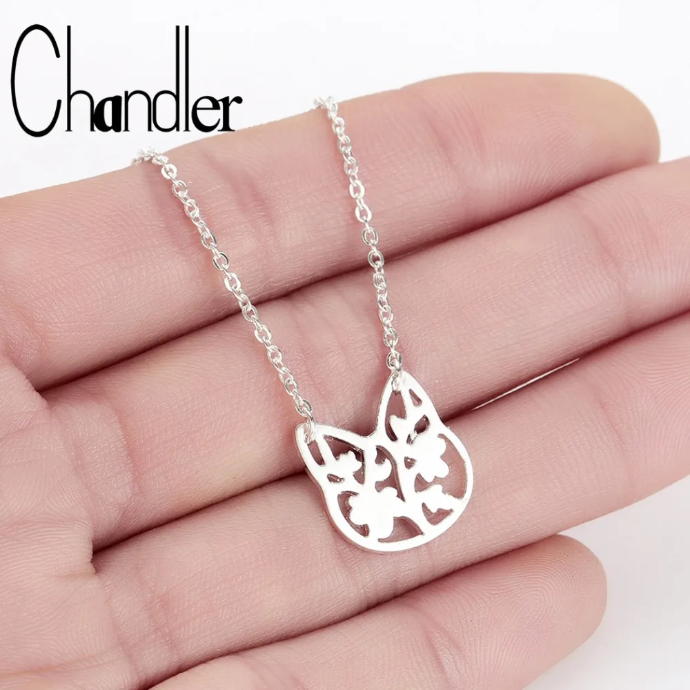 Ожерелье Chandler из нержавеющей стали с вырезами и подвеской в виде головы кота